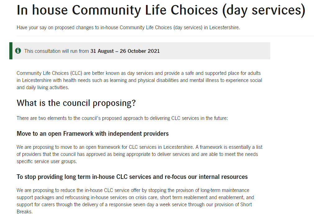 Community Life Choices Consultation