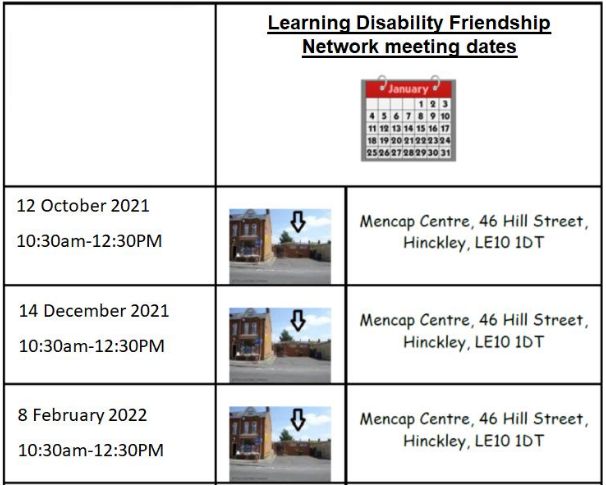 Learning Disability Friendship Network Meeting Dates 2021-2022